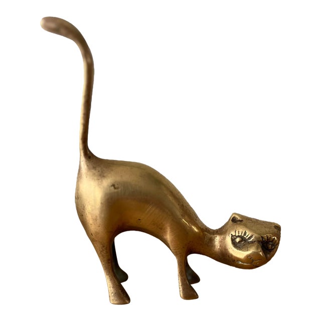 Mid-Century Brass Cat Figurine For Sale