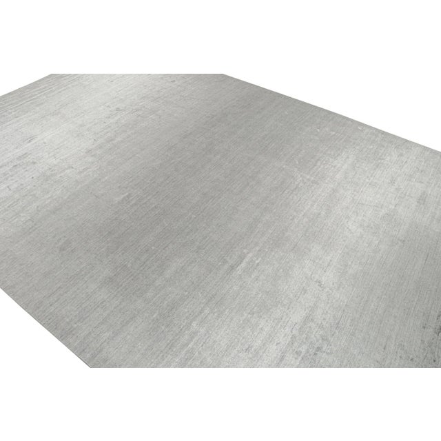 Contemporary 2010s Rug & Kilim’s Modern Rug in Solid Gray and Off-White Striae - 12x20 For Sale - Image 3 of 7