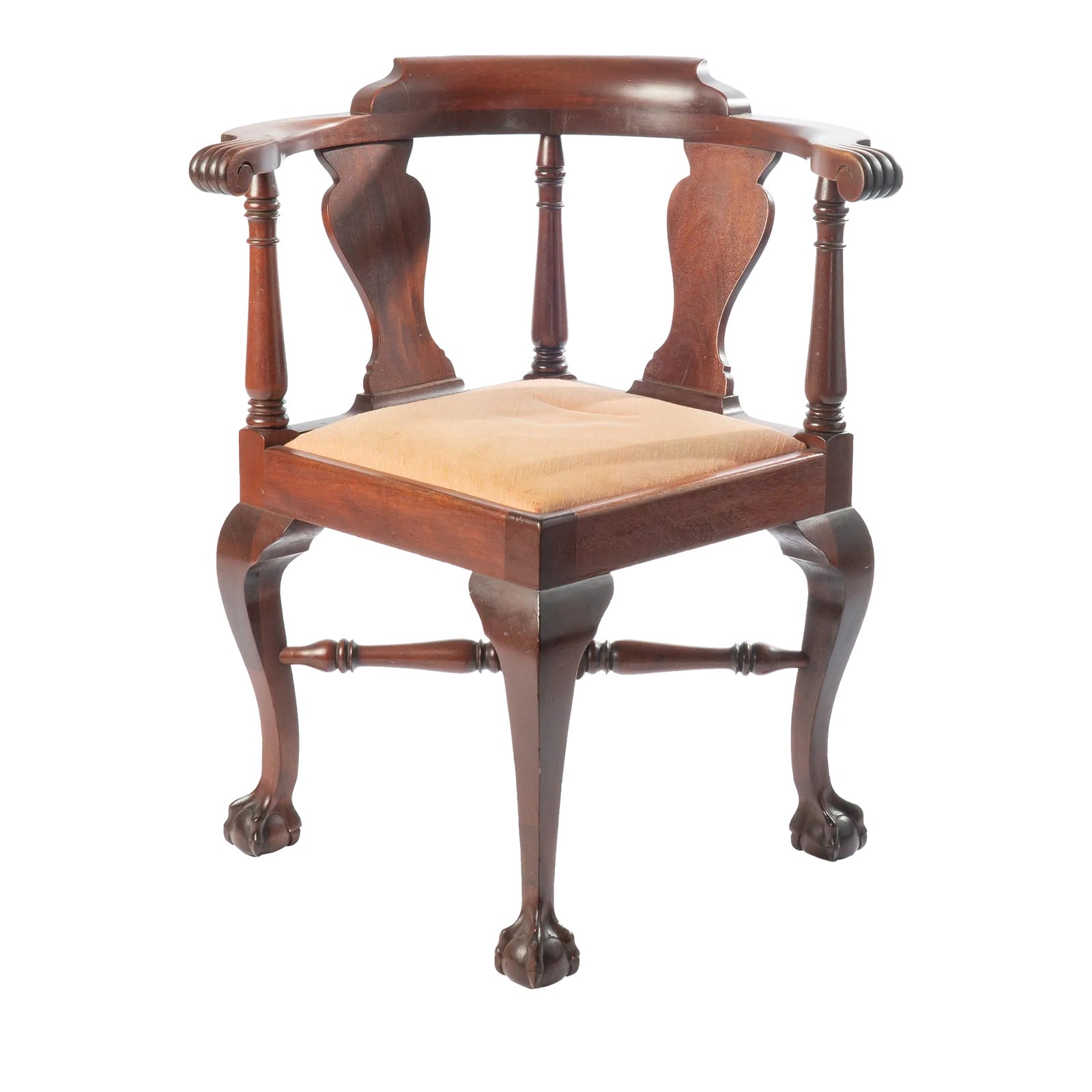 Early 20th Century Mahogany Ball and Claw Foot Corner Chair Chairish