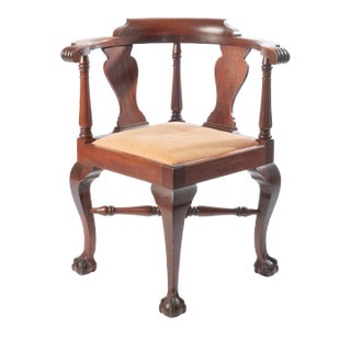 Early 20th Century Mahogany Ball and Claw Foot Corner Chair For Sale