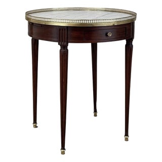 Antique French Louis XVI Mahogany Marble Top Bouillotte Table For Sale