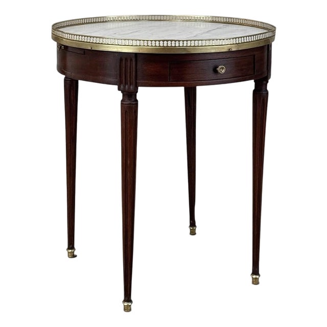 Antique French Louis XVI Mahogany Marble Top Bouillotte Table For Sale