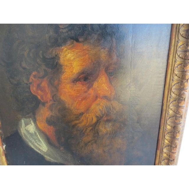 !9th Century Oil on Canvas Study of Bearded Man Circa 1840-50s For Sale - Image 4 of 12