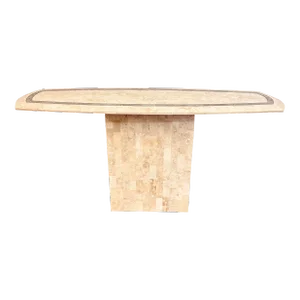 Maitland-Smith Tessellated Stone & Brass Inlay Console Table