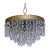 Vintage Hollywood Regency Floral Embossed Brass Tiered Waterfall Crystal Flush Mount Chandelier For Sale