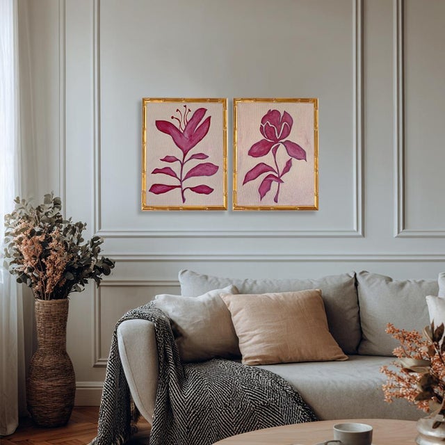 Artist: Tatiana Duperault Medium: Acrylic on canvas Framed Size: 13” W x 15” H Style: Botanical, minimalist, modern...