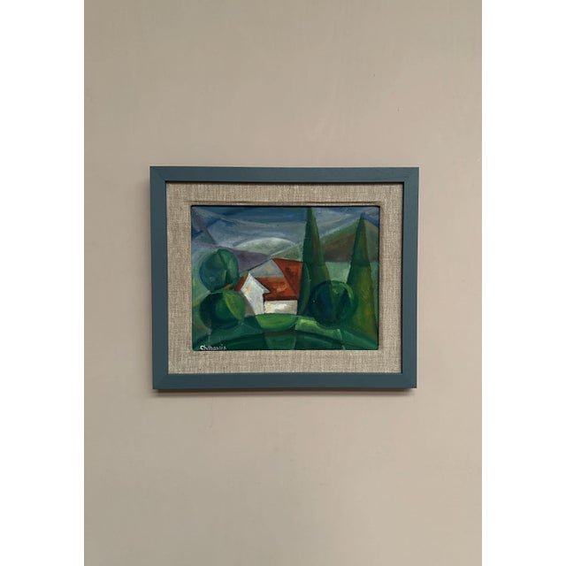 Chabaneix, Cubist Landscape, 1970s, Oil on Panel, Framed For Sale - Image 4 of 13