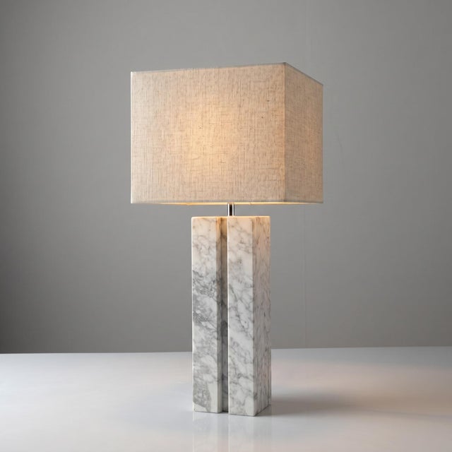 Art Deco Carrara Marble Table Lamp Base, 1940s For Sale - Image 13 of 13