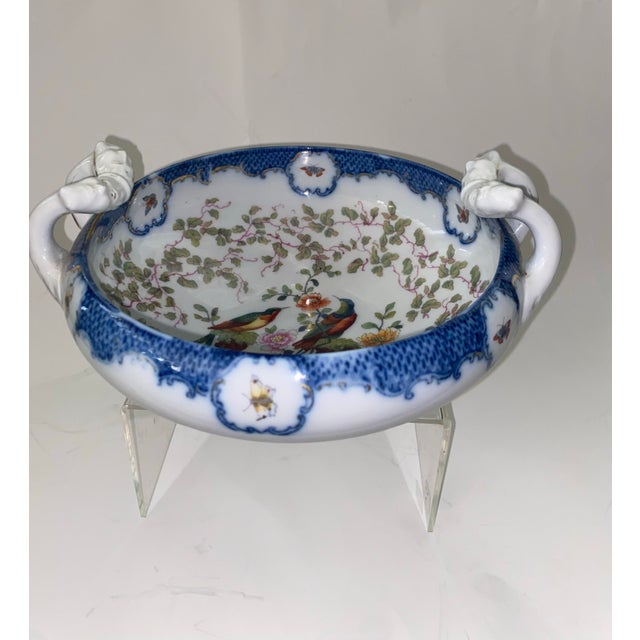 Blue 19th Century French Sèvres Style Porcelain Centerpiece Bowl With Handles For Sale - Image 8 of 12