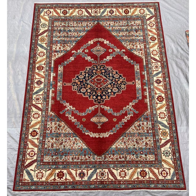 Ruby Red 2010s Serapi Handmade Persian Heriz Large Area Rug 10x14 For Sale - Image 8 of 8