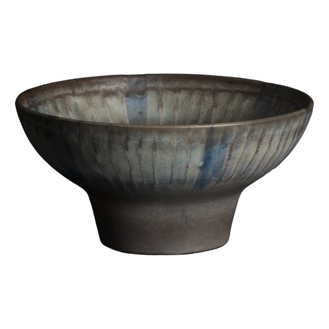 Ceramic Footed Fruit Bowl by Fridegart Glatzle for Karlsruher Majolika, 1970s For Sale