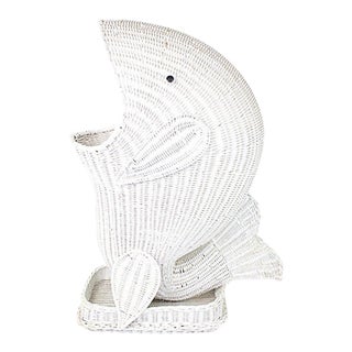 Midcentury Wicker Whale Hamper For Sale