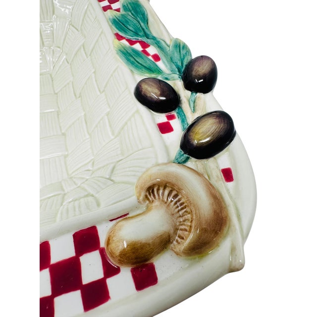 Ceramic Vintage Fitz & Floyd Essentials Papa Paisano Square Bowl, 13" For Sale - Image 7 of 14