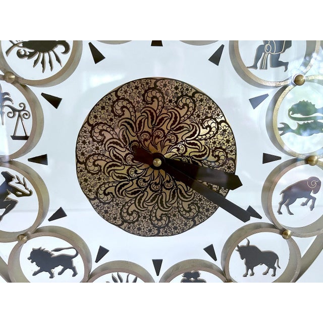 Vintage Zodiac Theme Desktop Clock, 1950s For Sale - Image 6 of 18