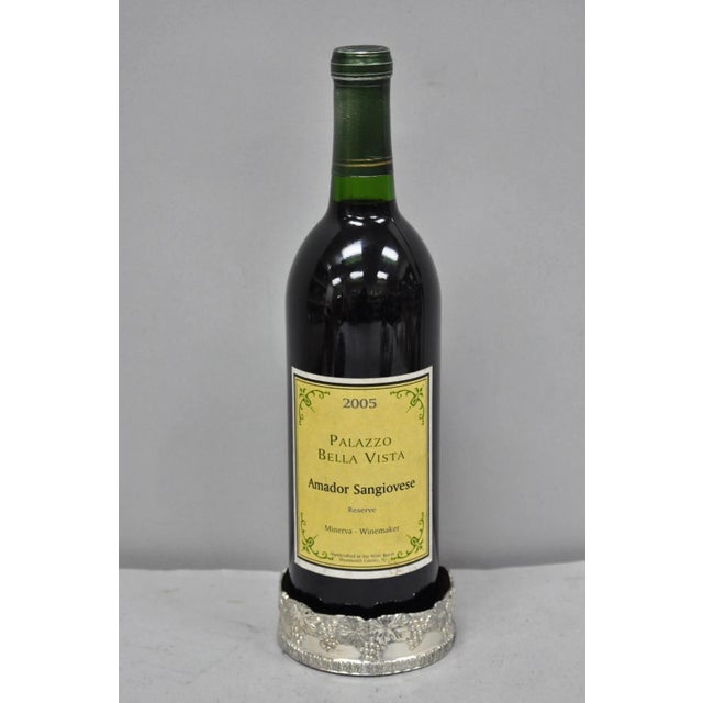 Vintage Good Art Silver Japan Silver Plated Small Wine Bottle Coaster. Circa Mid 20th Century. Measurements: 1.25" H x...