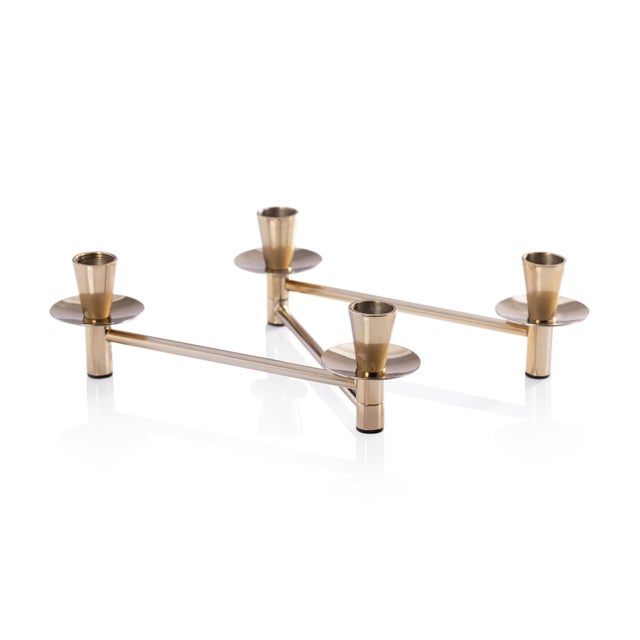 Metal Méduse Expandable 4-Piece Taper Candle Holder Set, Gold For Sale - Image 7 of 7