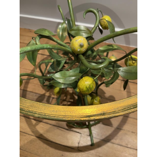 Metal Florentine Painted Tole Lemon Tree Side Table, Italy, 1970s For Sale - Image 7 of 17