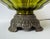 Vintage 1973 e.k. Olive Green Floral Glass Lighted Table Lamp For Sale - Image 9 of 16