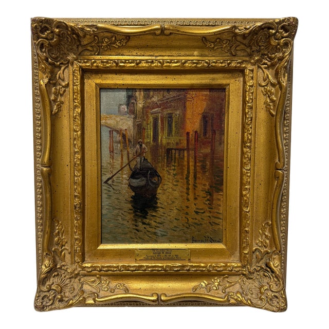 George W. Drew (American, 1875–1968) "The Gondolier Venice" Oil Painting For Sale