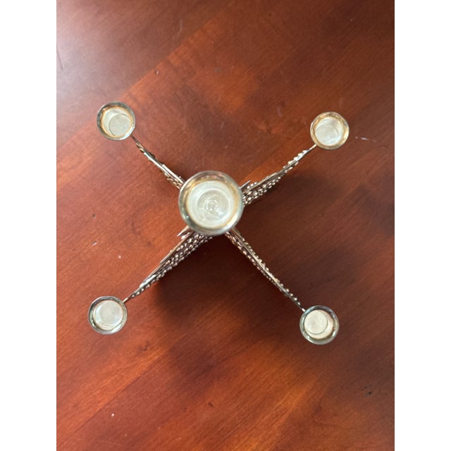 1980s 1980s Christmas Tree Silverplate Five Candle Holder For Sale - Image 5 of 10
