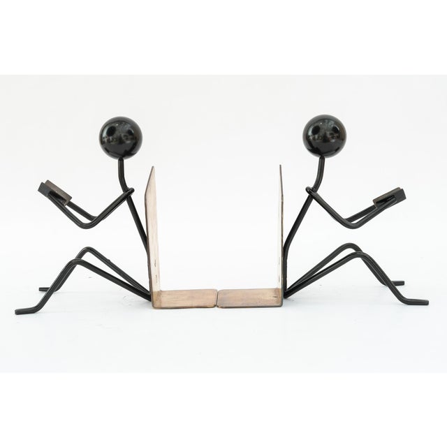 Black Vintage Hammered Bookends, 1950s, Set of 2 For Sale - Image 8 of 13