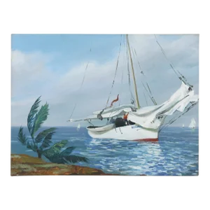 Oil on Canvas, Sea, Wind, Returning Sailboat