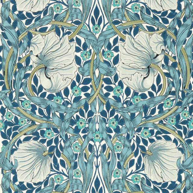Morris & Co Pimpernel Wallpaper in Cobalt/Mineral For Sale