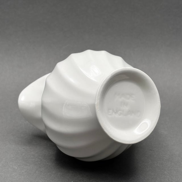White Vintage Swirl Fluted White Ironstone Creamer Pitcher Made in England For Sale - Image 8 of 9