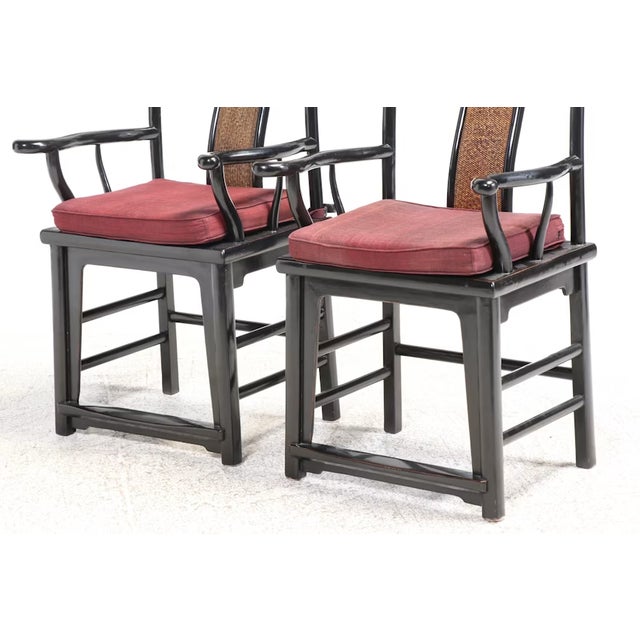Antique Chinese Black Lacquer Scholar Travel Desk & Two Yoke Back Chairs For Sale - Image 18 of 18