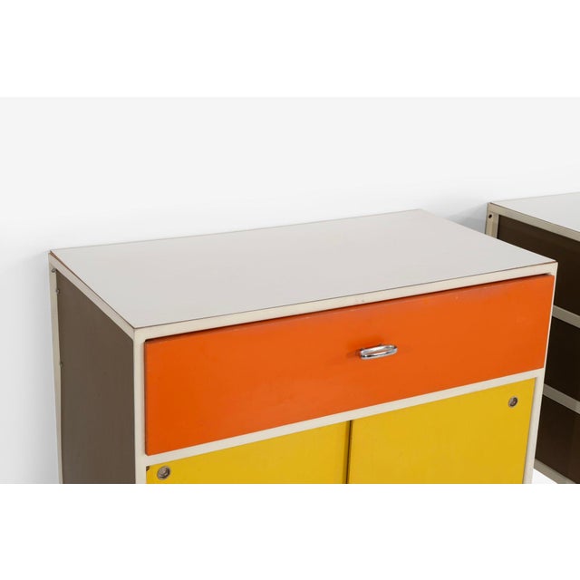 George Nelson for Herman Miller Custom for Hugh DuPree Steel Frame Cabinets Orange and Yellow 1960, Pair For Sale - Image 12 of 12