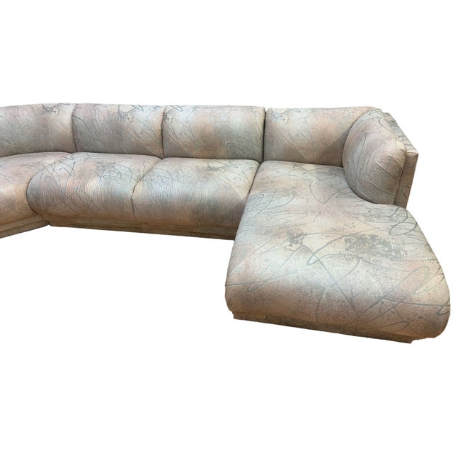 Textile Vintage Postmodern L Shaped Sectional Sofa by Bernhardt for Reupholstery For Sale - Image 7 of 10
