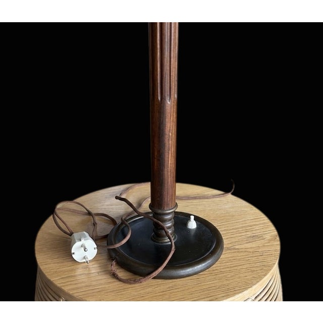 1960s Vintage Danish Table Lamp in Teak, Brass and Rope, 1960s For Sale - Image 5 of 8