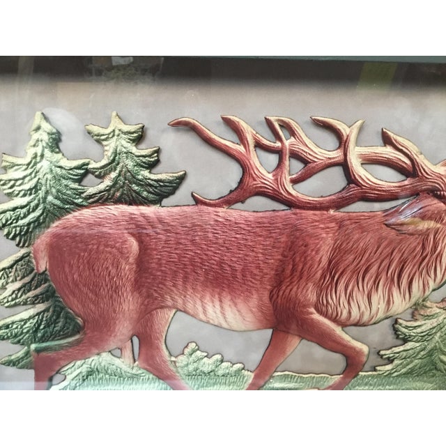 Cabin Elk 3 -D Artwork Marked 5/22 Vintage 1950's For Sale - Image 3 of 7