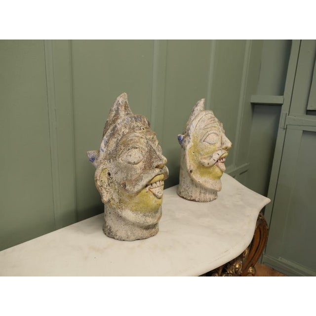 Large Antique Indian Terracotta Tent Pole Tops, Set of 2 For Sale - Image 4 of 7