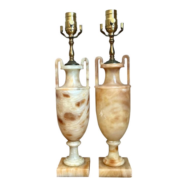 Vintage Onyx Urn Lamps - A Pair For Sale