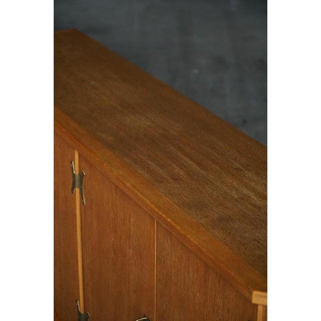 Mid-Century Modern Sideboard in Oak and Brass attributed to Henning Kjærnulf, Denmark, 1960s For Sale - Image 15 of 17