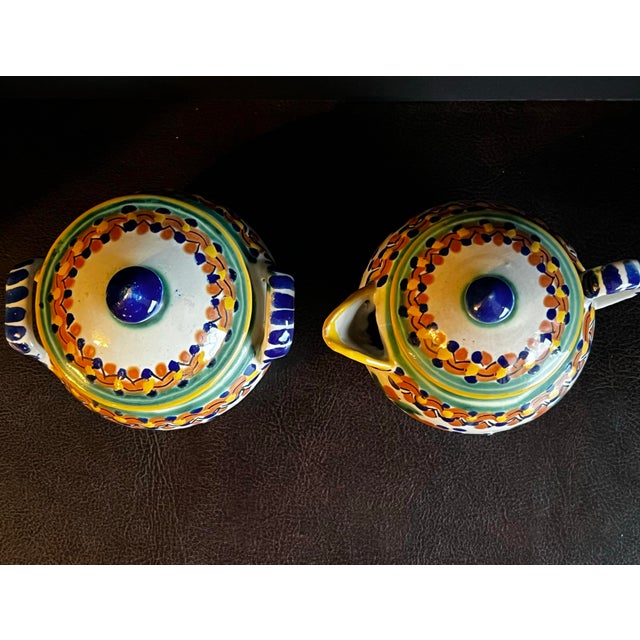 Early 20th Century Signed Ysauro Uriarte Mexican Talavera Sugar and Creamer For Sale - Image 9 of 12