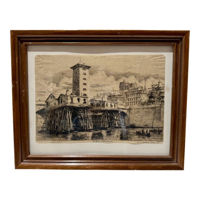 Antique Charles Meryon Etching "La Pompe Notre-Dame" Paris 1852 — Listed Artist Museum Collections For Sale