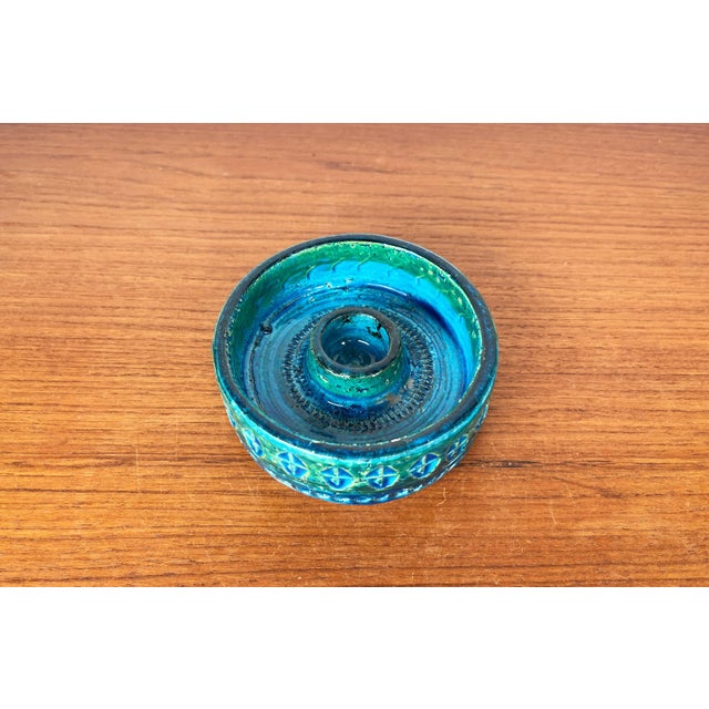Mid-Century Modern Rimini Blu Pottery Candleholder by Aldo Londi for Bitossi, Italy, 1960s For Sale - Image 12 of 18
