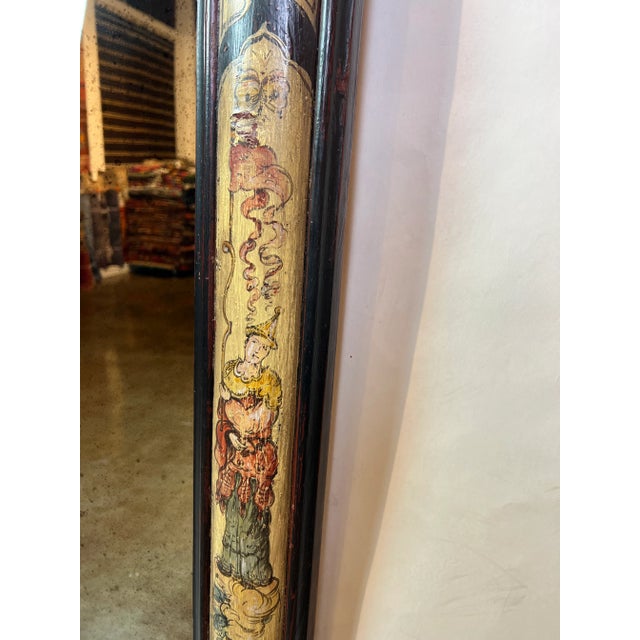 Wood 1990s Italian Hand Painted Rectangular Wooden Mirror For Sale - Image 7 of 12