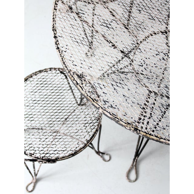 Mid 20th Century Mid-Century Wrought Iron Patio Set Table and Four Chairs For Sale - Image 5 of 18