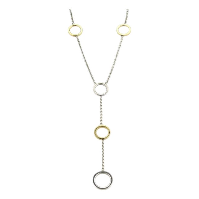 Tiffany & Co. Lariat Necklace Italy 925 Sterling 18k YGold Circle Station For Sale
