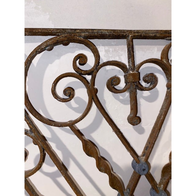 19th Century Antique French Wrought Iron Window Grille & Architectural Garden Panel For Sale - Image 12 of 12