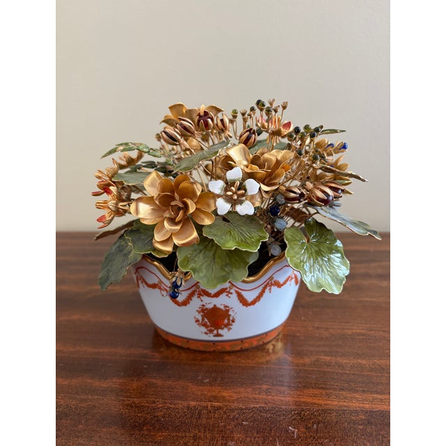Orange 1970s Fleurs Des Siècles Enamel Flower Bouquet by Vista Alegre for Mottahedeh For Sale - Image 8 of 10