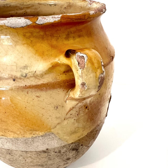 Yellow Antique French Earthenware Confit Jar With Honey Glaze For Sale - Image 8 of 14