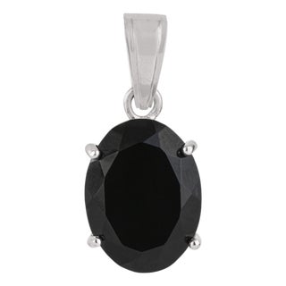 Minimalist Prong Set Oval 7.29 Ct Black Onyx Solitaire Pendant in 925 Sterling Silver For Sale