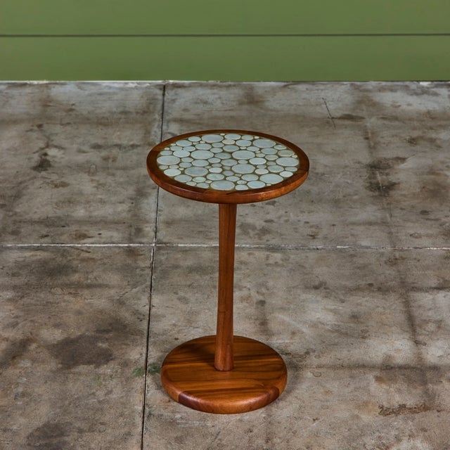 Brown Gordon & Jane Martz 18" Tall Mosaic Coin Tile Side Table For Sale - Image 8 of 14