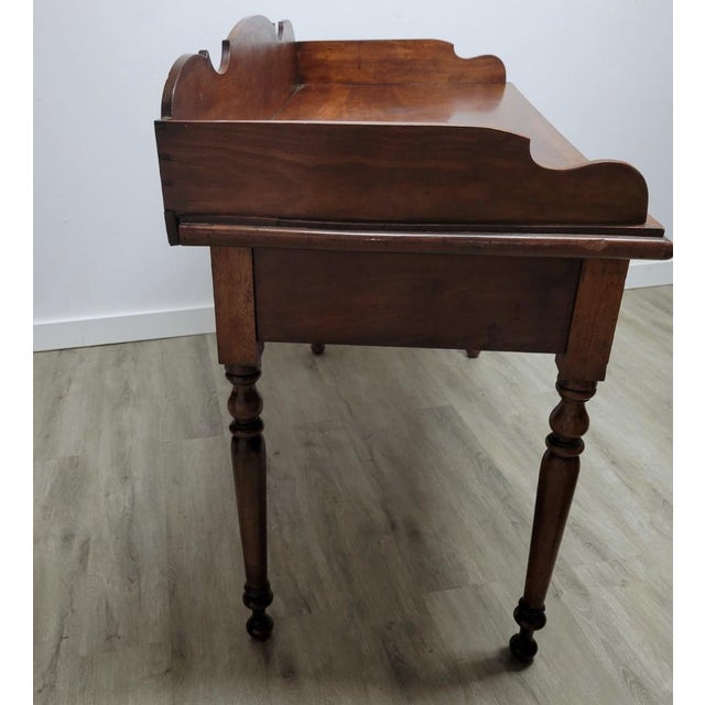 Early 19th Century Antique English Georgian Mahogany Gallery Writing Desk With Two Drawers, Circa 1830 For Sale - Image 5 of 12
