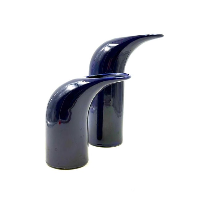 Blue Space Age Blue Ceramic Vase, Italy, 1970s, Set of 2 For Sale - Image 8 of 18