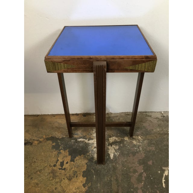 Art Deco Cobalt Blue Mirror Occasional Side Table Plinth For Sale - Image 12 of 12